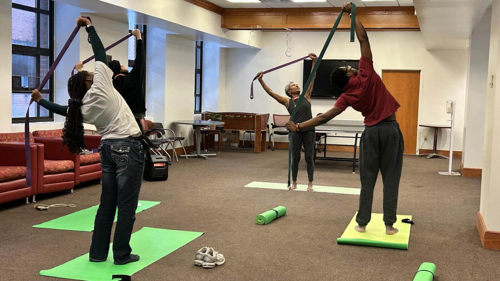 Students in a yoga class