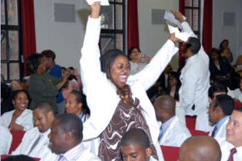 Fourth Year Student Celebrating - Howard College of Medicine